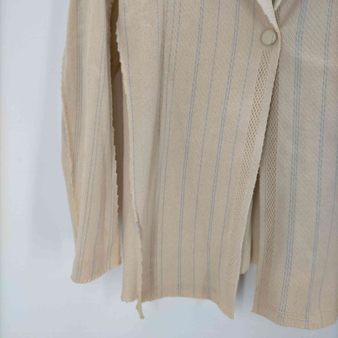 イッセイミヤケ ISSEY MIYAKE 10SS A.POC INSIDE カットフリンジ コットン ナイロン 1B ストライプ ニット テーラード ジャケット レディース JPN:2