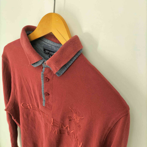 バック刺繍 ブランドロゴ ダブルカラー L/S ポロ シャツ メンズ JPN:L