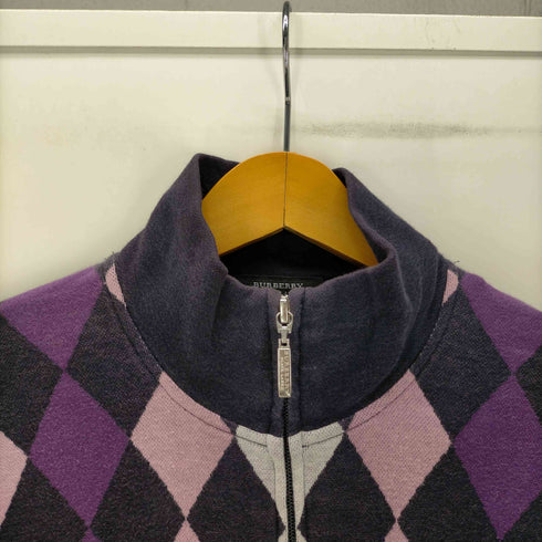 バーバリーブラックレーベル BURBERRY BLACK LABEL ホースロゴ 刺繍 アーガイル フルジップ ドライバーズ コットン ニット セーター メンズ 3