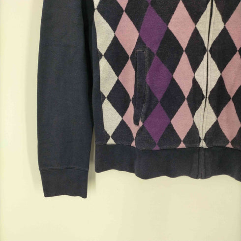 バーバリーブラックレーベル BURBERRY BLACK LABEL ホースロゴ 刺繍 アーガイル フルジップ ドライバーズ コットン ニット セーター メンズ 3