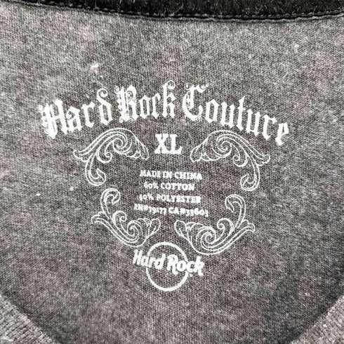 Hard Rock ビジューデザイン Vネック 半袖Tシャツ カットソー レディース XL