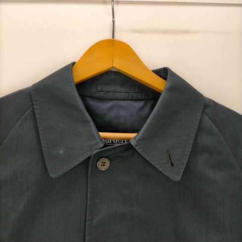 バーバリーズ BURBERRYS 70-80S OLD STYLED AND DESIGNED IN LONDON ENGLAND 英国製 玉虫ブルー バルマカーン ステンカラー ロング コート メンズ