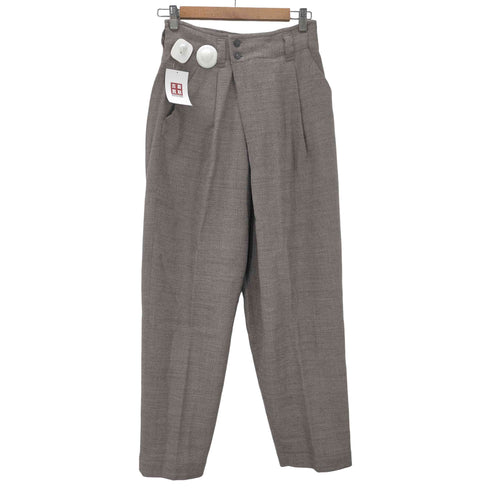 プランテーション Plantation 90S 93AW 変形 ラップ 巻き 1タック ウール テーパード パンツ レディース JPN:M
