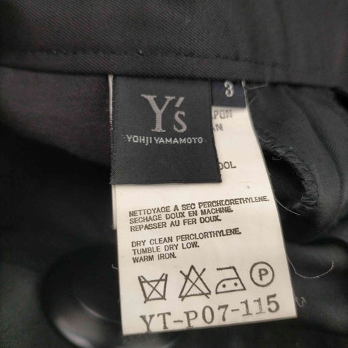 ワイズ Ys 90-00S 特殊加工 裾ダブル ウール ストレート スラックス パンツ レディース JPN:3