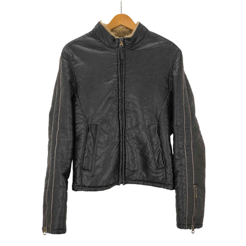 アルマーニジーンズ ARMANI JEANS 00S イタリア製 裏地ボア フェイクレザー シングル ライダース ジャケット メンズ I:48