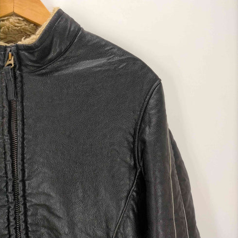 アルマーニジーンズ ARMANI JEANS 00S イタリア製 裏地ボア フェイクレザー シングル ライダース ジャケット メンズ I:48