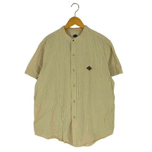 OLD WORK KARAKU ノーカラー ストライプ 半袖 シャツ メンズ JPN:XXL
