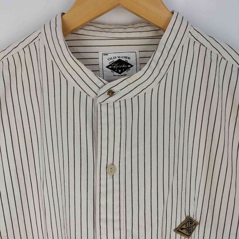 OLD WORK KARAKU ノーカラー ストライプ 半袖 シャツ メンズ JPN:XXL