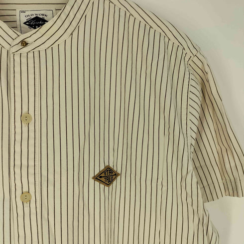 OLD WORK KARAKU ノーカラー ストライプ 半袖 シャツ メンズ JPN:XXL