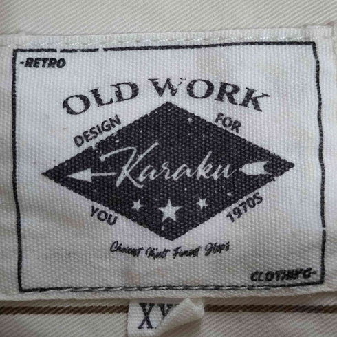 OLD WORK KARAKU ノーカラー ストライプ 半袖 シャツ メンズ JPN:XXL
