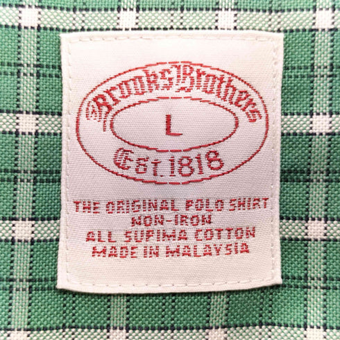 ブルックスブラザーズ BROOKS BROTHERS THE ORIGINAL POLO SHIRT ワンポイント刺繍 チェック L/S ポロカラー シャツ メンズ import:L
