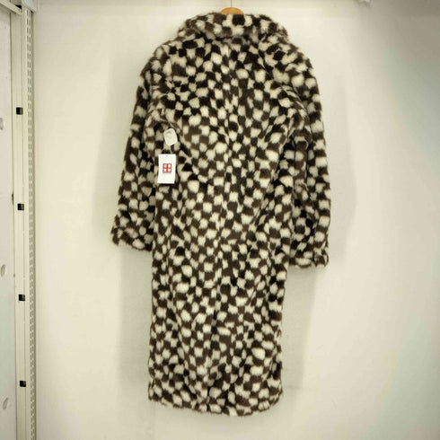 トップショップ TOPSHOP チェックフェイクファーロングコート レディース UK:6