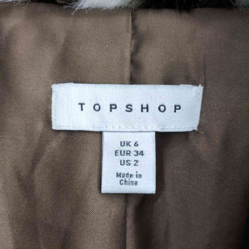 トップショップ TOPSHOP チェックフェイクファーロングコート レディース UK:6