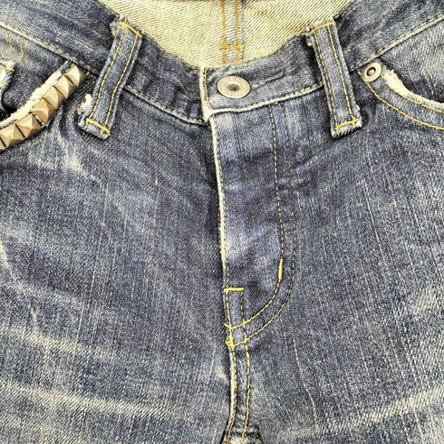 ヒステリックス HYSTERICS USED加工 スタッズ ラインストーン付き スキニー デニムパンツ レディース JPN:XS