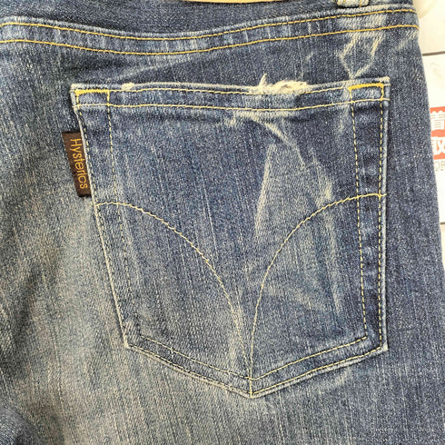 ヒステリックス HYSTERICS USED加工 スタッズ ラインストーン付き スキニー デニムパンツ レディース JPN:XS