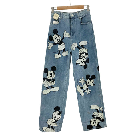 ベルシュカ BERSHKA キャラクタープリント ストレートデニム レディース EUR:36