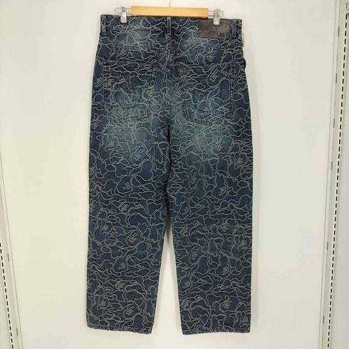アベイシングエイプ A BATHING APE 25ss LINE CAMO JACQUARD RELAXED FIT 13OZ DENIM PANTS メンズ JPN:XL