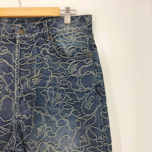 アベイシングエイプ A BATHING APE 25ss LINE CAMO JACQUARD RELAXED FIT 13OZ DENIM PANTS メンズ JPN:XL