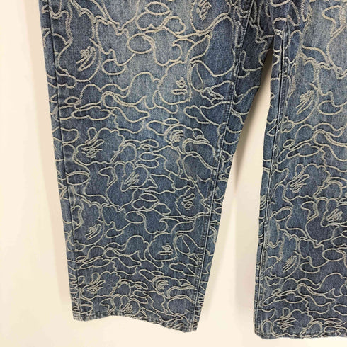 アベイシングエイプ A BATHING APE 25ss LINE CAMO JACQUARD RELAXED FIT 13OZ DENIM PANTS メンズ JPN:XL