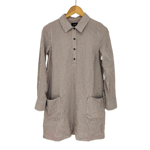 アーペーセー A.P.C. ハーフボタン 長袖 ストライプ ロングシャツ レディース import:S