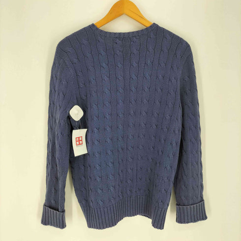 ポロバイラルフローレン Polo by RALPH LAUREN 90S ポニー刺繍 ケーブル編み クルーネック コットンニット セーター レディース import:L