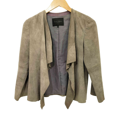 ユナイテッドアローズ UNITED ARROWS 羊革 ラムレザー スエード ボタンレス ジャケット ボレロ レディース JPN:38