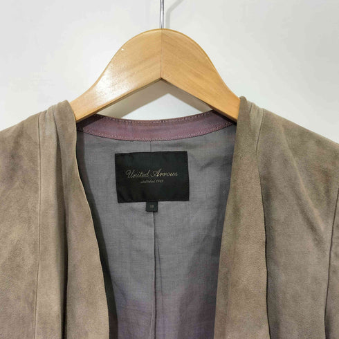ユナイテッドアローズ UNITED ARROWS 羊革 ラムレザー スエード ボタンレス ジャケット ボレロ レディース JPN:38