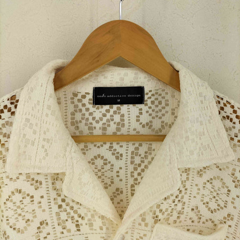 ネオス NEOS ADDICTIVE DESIGN ルーズシルエット バロックレース オープンカラー シアーシャツ メンズ M