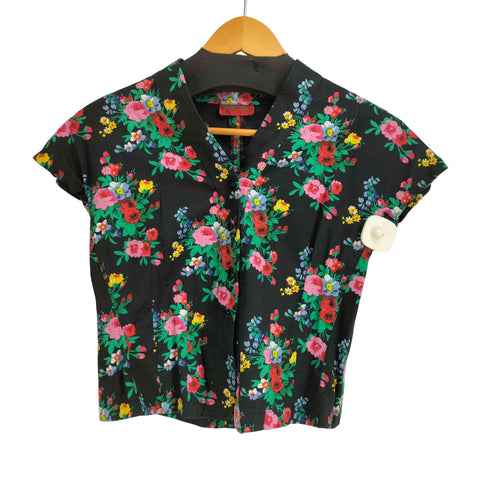 ケンゾーパリス KENZO PARIS ヴィンテージ花柄 ノースリーブシャツ レディース import:M