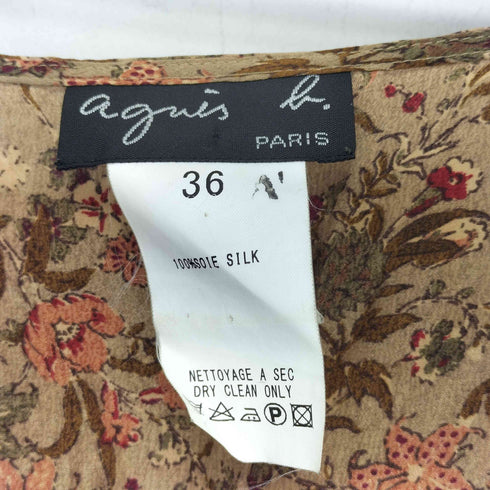 アニエスベー agnes b. PARIS シルク100 花柄 ミニ丈 半袖 ワンピース レディース JPN:36