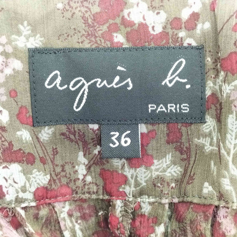 アニエスベー agnes b. PARIS シルク100 花柄 シアー 膝丈 スカート レディース JPN:36