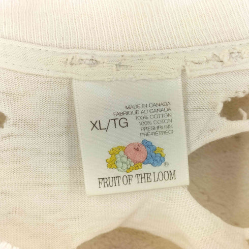 フルーツオブザルーム FRUIT OF THE LOOM 90S カナダ製 ボロ 両面広告デザインプリントTシャツ メンズ XL