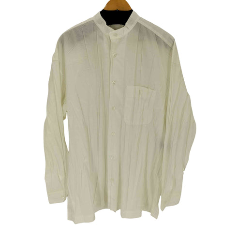 イッセイミヤケ ISSEY MIYAKE L/Sプリーツバンドカラーシャツ メンズ JPN:XL