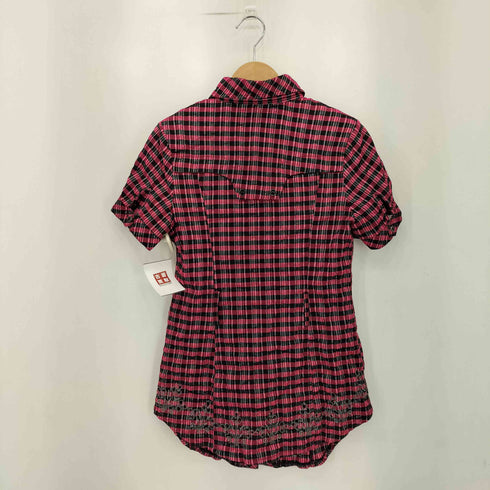 PINGGUOLU チェック柄 スタッズ付き S/S ロングシャツ Y2K cool レディース 40