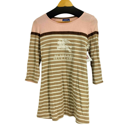 バーバリーブルーレーベル BURBERRY BLUE LABEL ビックロゴプリント ボーダー ミニワンピース レディース EUR:38