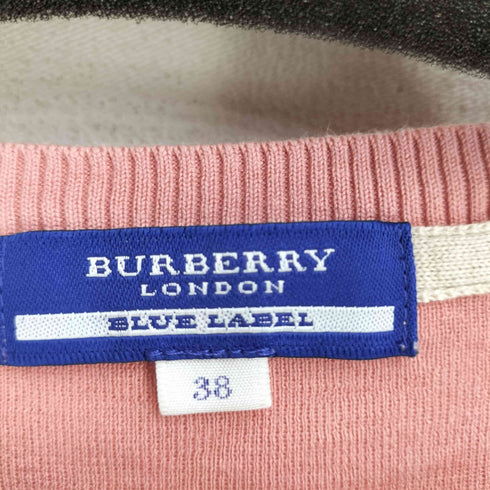 バーバリーブルーレーベル BURBERRY BLUE LABEL ロゴ刺繍 ボーダー 七分袖ニット チュニックワンピース レディース EUR:38
