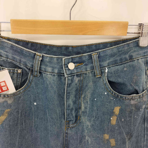 プリントデザイン ストレートデニムパンツ casual レディース M