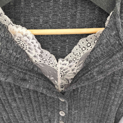 レース付き L/S リブ ポロニット cool レディース