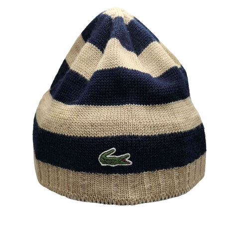ラコステ LACOSTE ボーダー ワニ刺繍 ニットキャップ ビーニー メンズ