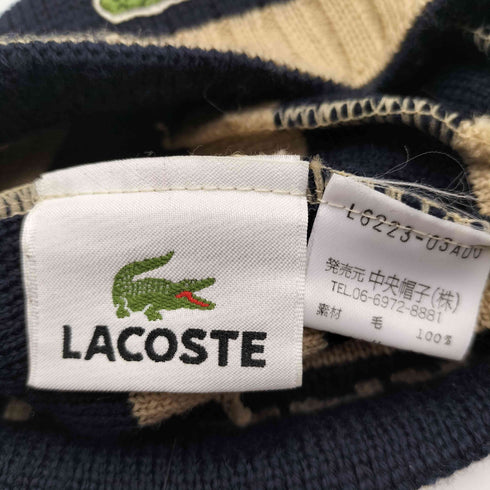 ラコステ LACOSTE ボーダー ワニ刺繍 ニットキャップ ビーニー メンズ