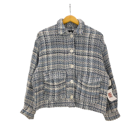 ザラ ZARA クロップド ショート ツイード シャツ ジャケット レディース import:XS