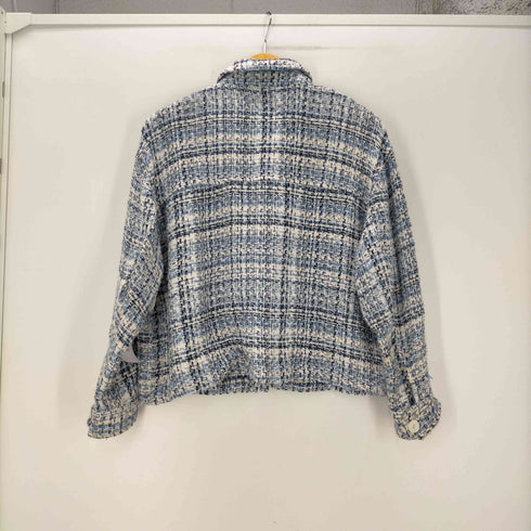 ザラ ZARA クロップド ショート ツイード シャツ ジャケット レディース import:XS