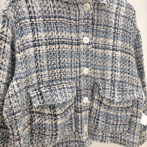ザラ ZARA クロップド ショート ツイード シャツ ジャケット レディース import:XS