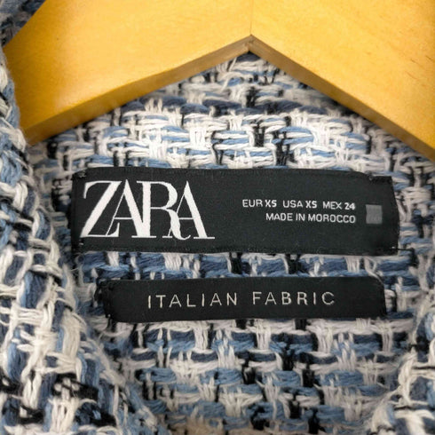 ザラ ZARA クロップド ショート ツイード シャツ ジャケット レディース import:XS