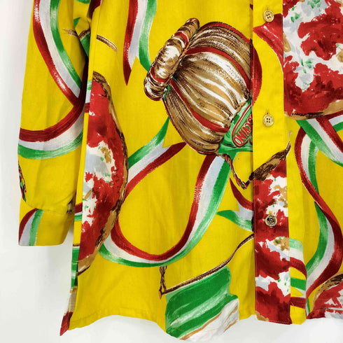 モスキーノ MOSCHINO ワインボトルプリント 金ボタン 七分袖シャツ レディース