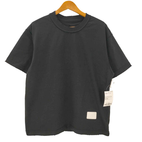 INSIST ON NATURAL ロゴパッチ ダメージ加工 インサイド アウト S/S ボックス Tシャツ メンズ import:L