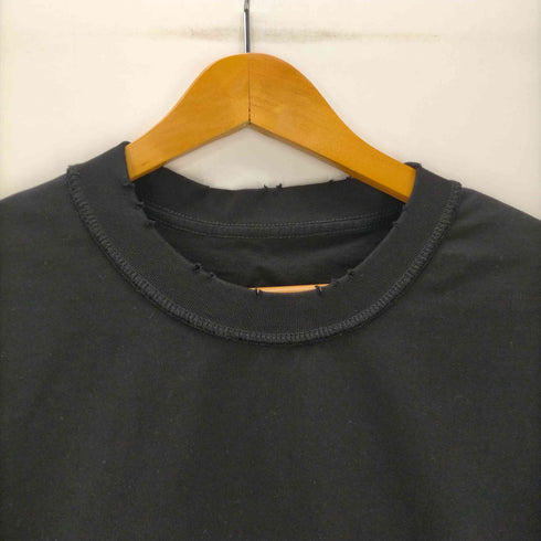 INSIST ON NATURAL ロゴパッチ ダメージ加工 インサイド アウト S/S ボックス Tシャツ メンズ import:L