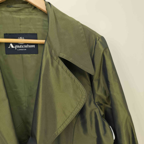 アクアスキュータム AQUASCUTUM 玉虫 ステンカラーコート レディース