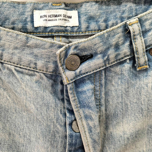 ロンハーマン RON HERMAN DENIM ダメージ加工 ボタンフライ ワイドデニムパンツ メンズ