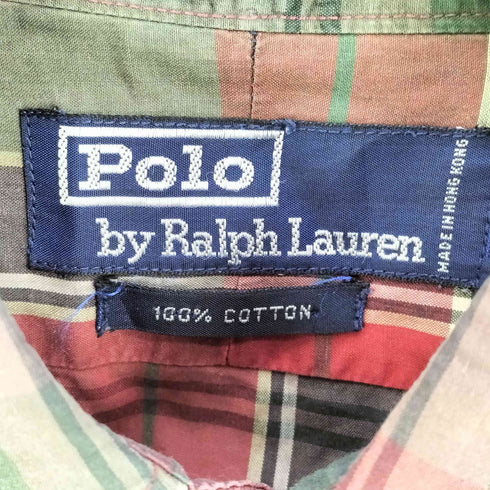 ポロバイラルフローレン Polo by RALPH LAUREN 90S マドラスチェック ポニー無し 襟芯 L/S レギュラーカラーシャツ レディース 15 1/2 -33